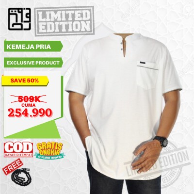 Kaos Koko Pria Kurta Cowok Muslim Putih Size 2XL 3XL 4XL 5XL 6XL - 40 - 2XL