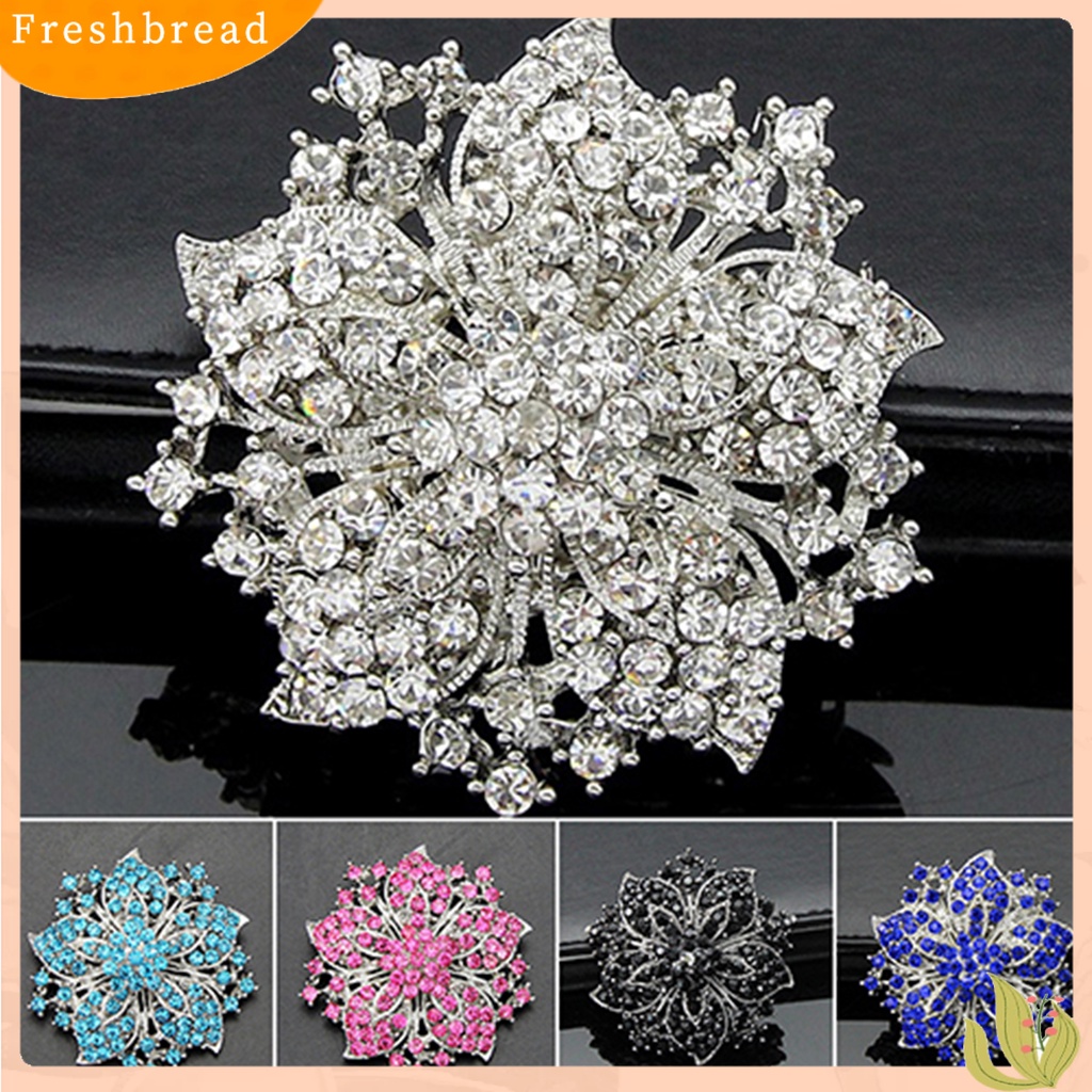 &lt; Freshbread &gt; Bros Pin Indah Anti Karat Lapis Perak Berlian Imitasi Bulat Blossom Bunga Breastpin Untuk Pacaran