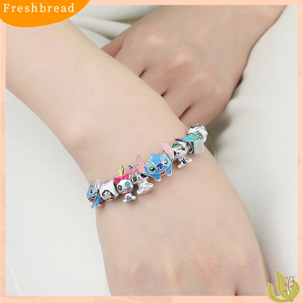 &lt; Freshbread &gt; Couple Gelang Kartun Anime Jahitan Liontin Beruntung Warna Cerah Berlapis Perak Hias Hadiah Ulang Tahun Pria Wanita Gelang Rantai Perhiasan Logam Aksesori Busana