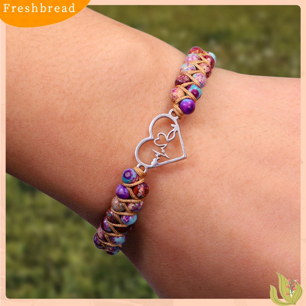 &lt; Freshbread &gt; Gelang Couple Double-layered Hand Woven Adjustable Stainless Steel Cinta Hati Dikepang Tali Keberuntungan Pesona Gelang Aksesori Perhiasan