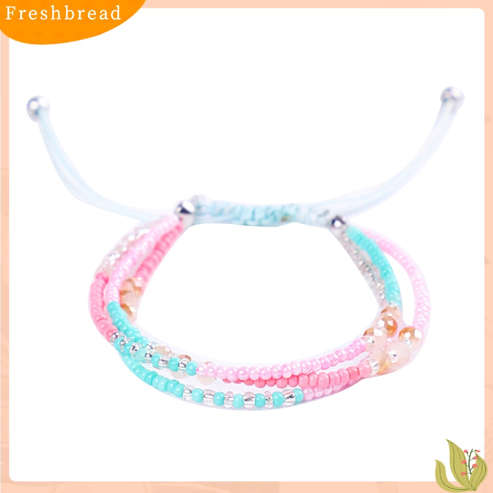 &lt; Freshbread &gt; Musim Panas Pantai Bohemian Manik-Manik Lilin Tali Handmade Anyaman Gelang Wanita Perhiasan