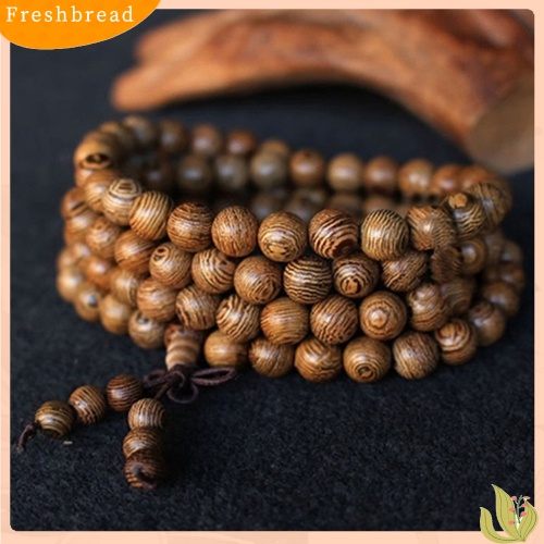 &lt; Freshbread &gt; Wanita Pria 8mm Manik Kayu Doa Buddha Mala Kalung Gelang Hadiah Perhiasan