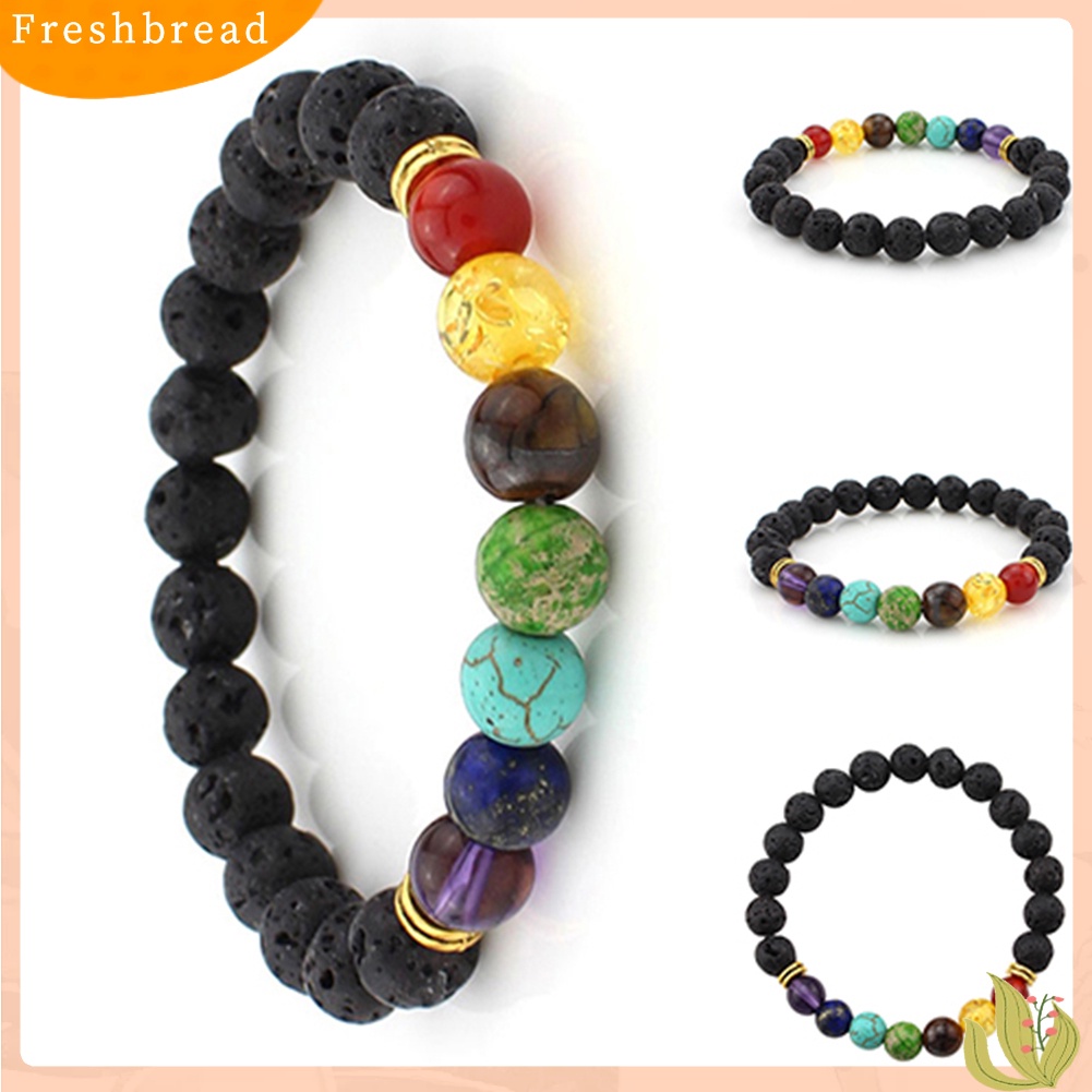 &lt; Freshbread &gt; Fashion Multi Warna Pria Wanita Lava Rock Manik-Manik Batu Akik Gelang Perhiasan Hadiah