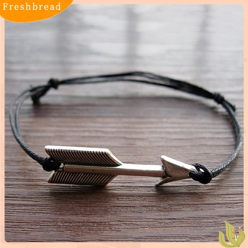 &lt; Freshbread &gt; Pria Wanita Vintage Arrow Pendant Handmade Adjustable Gelang Punk Cuff Bracelet