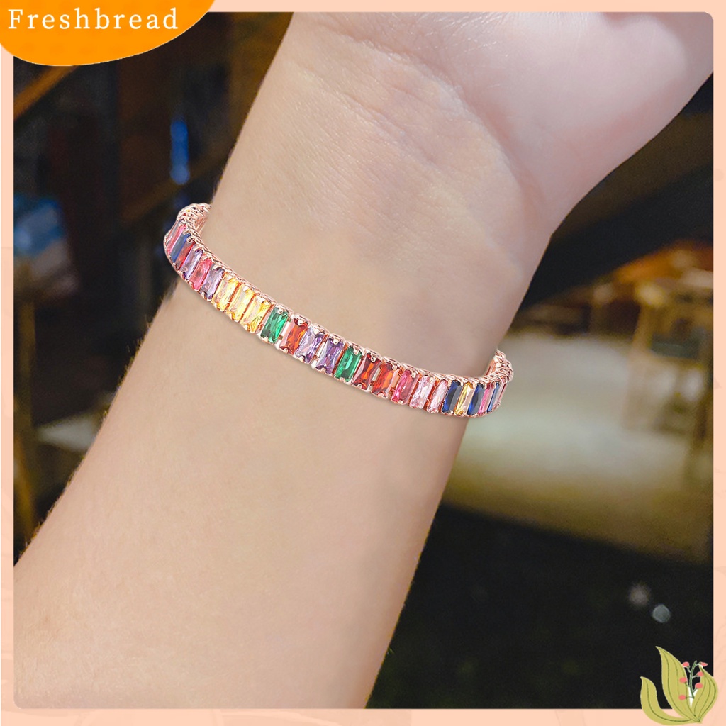 &lt; Freshbread &gt; Gelang Wanita Multicolor Cubic Zirconia Ladies Adjustable Beads Bangle Untuk Pesta