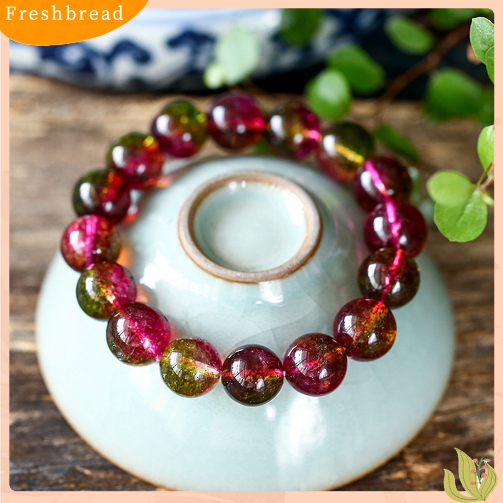 &lt; Freshbread &gt; Wanita Gelang Faux Watermelon Tourmaline Beads Jewelry Vintage Gelang Elastisitas Yang Bagus Untuk Pesta