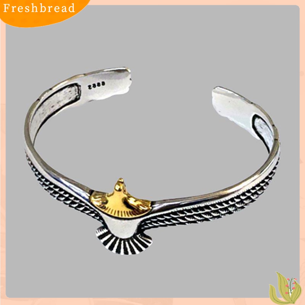 &lt; Freshbread &gt; Manset Gelang Electroplating Vintage Ukiran Pembukaan Anti-Korosif Menghias Karat-Bukti Pria Retro Elang Terbang Gelang Aksesori Pakaian