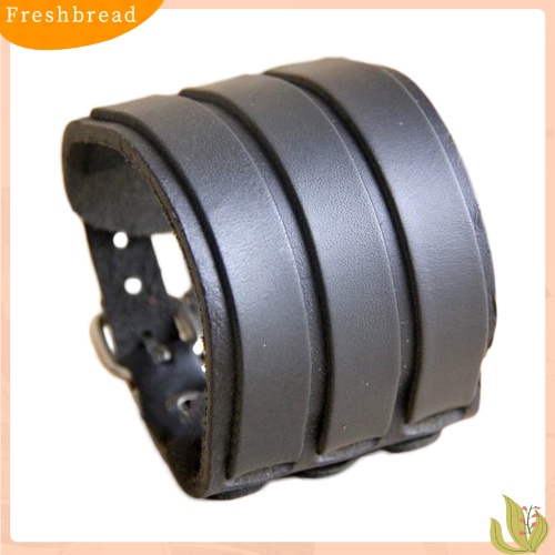 &lt; Freshbread &gt; Men Fashion Multilayer Belt Faux Leather Bracelet 3gesper Gelang Cuff Bangle