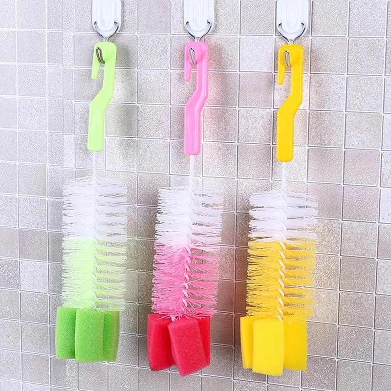 1pc Sikat Gelas Warna Random Sikat Pembersih Gelas Botol Bayi Cup Brush360° Sikat Pembersih Spons Sikat Botol Gagang Panjang Multifungsi Alat Pembersih Rumah Tangga