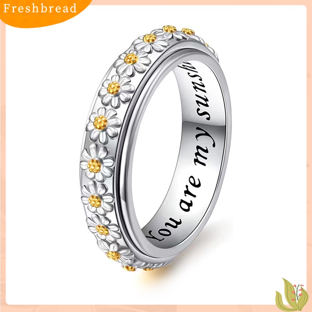 &lt; Freshbread &gt; Cincin Jari Indah Tahan Aus Yang Dapat Diputar Pola Geometris Retro Dekorasi Electroplating Bunga Diukir Buku Jari Cincin Perhiasan Fashion