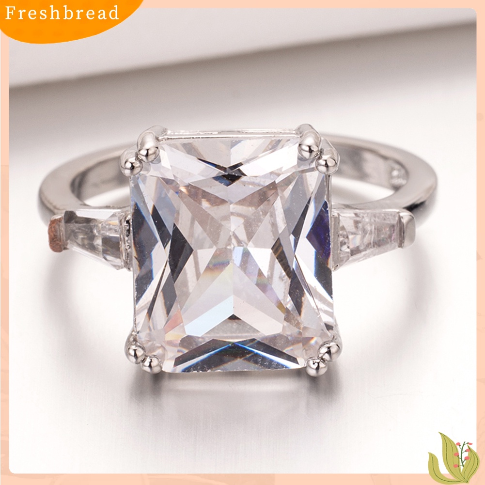 &lt; Freshbread &gt; Wanita Indah Persegi Zirkon Band Perhiasan Pesta Janji Pertunangan Cincin Hadiah