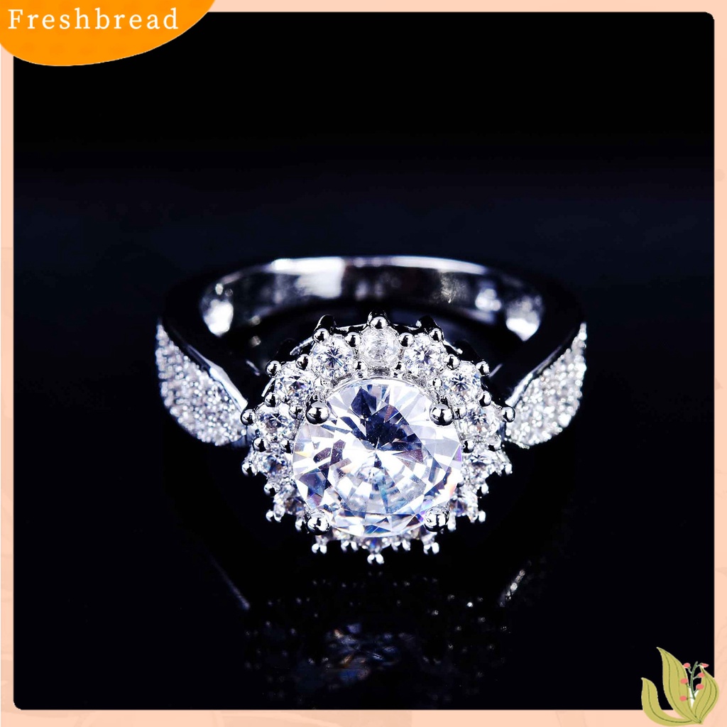 &lt; Freshbread &gt; Shiny Wedding Band Indah Tembaga Lady Trendi Pertunangan Cincin Perhiasan Aksesori