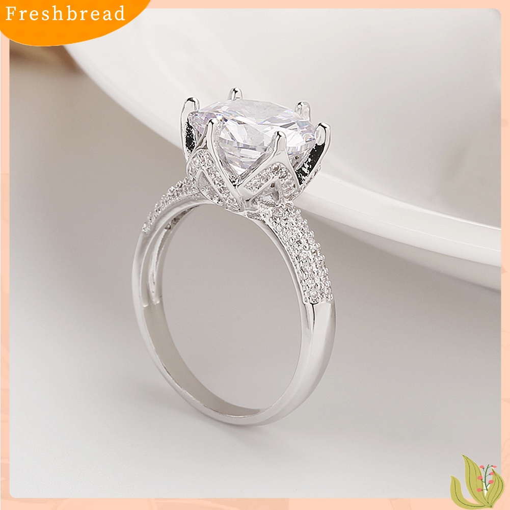 &lt; Freshbread &gt; Sparkling Women Bulat Faux Gemstone Engagement Pesta Pernikahan Cincin Band Perhiasan