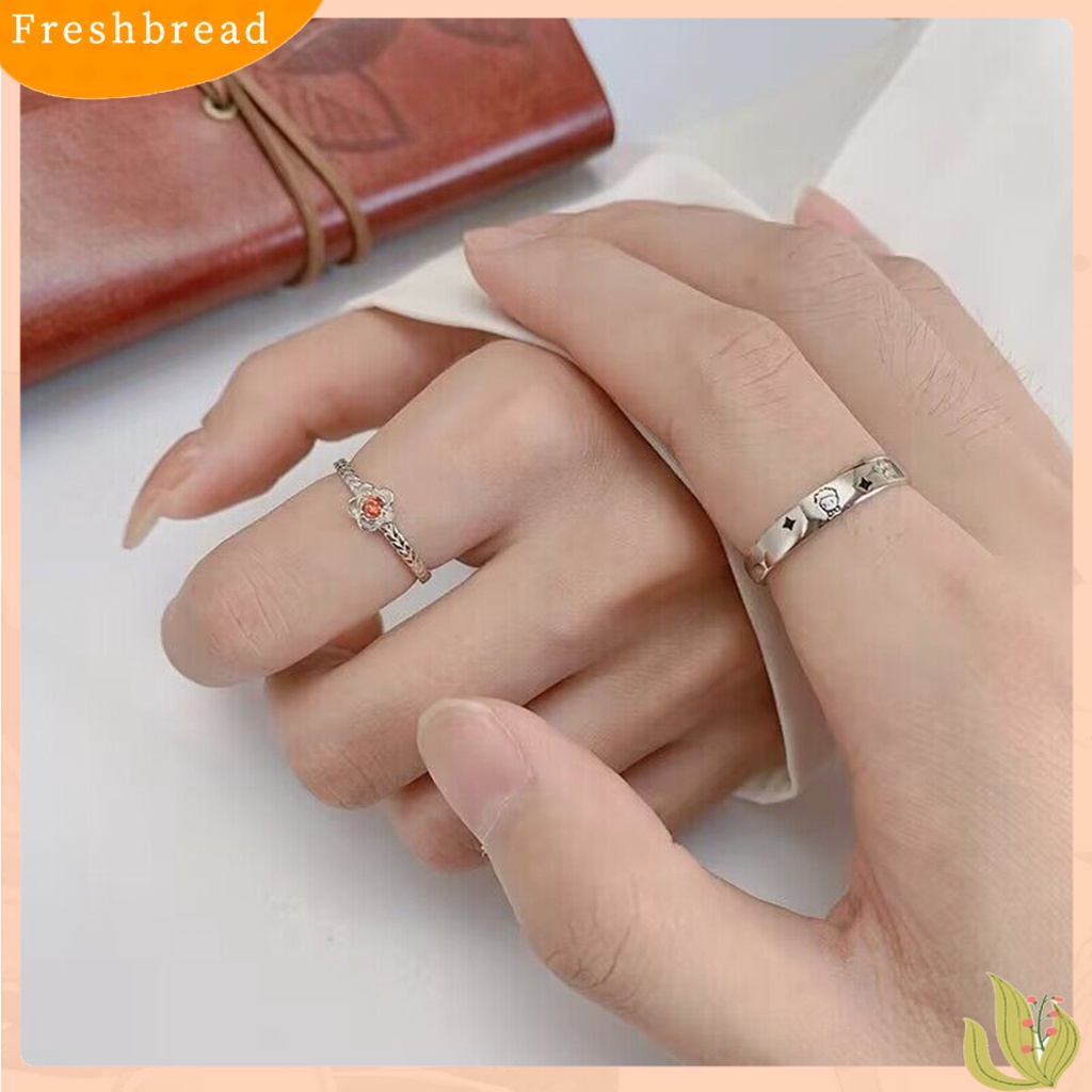 &lt; Freshbread &gt; Finger Band Adjustable Shiny Polishing Charming Flower Decor Dress Up Copper Light Mewah Cubic Zirconia Pasangan Terbuka Cincin Fashion Perhiasan