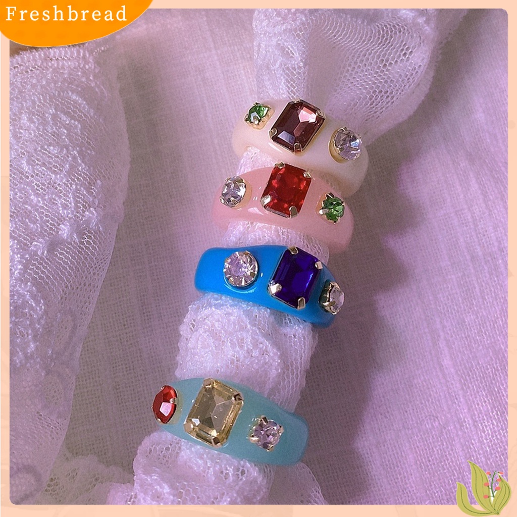 &lt; Freshbread &gt; 1set Cincin Simple Ramah Kulit Tidak Lecet Akrilik Semua Cocok Berlian Imitasi Cincin Jari Untuk Pakaian Sehari-Hari