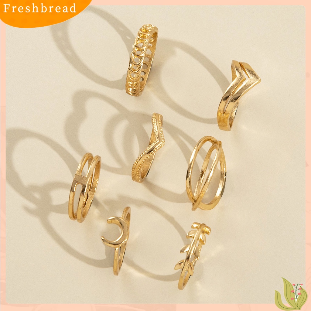 &lt; Freshbread &gt; 7pcs/Set Lady Finger Ring Indah Vintage Warna Solid Individu Perempuan Cincin Set Untuk Hadiah