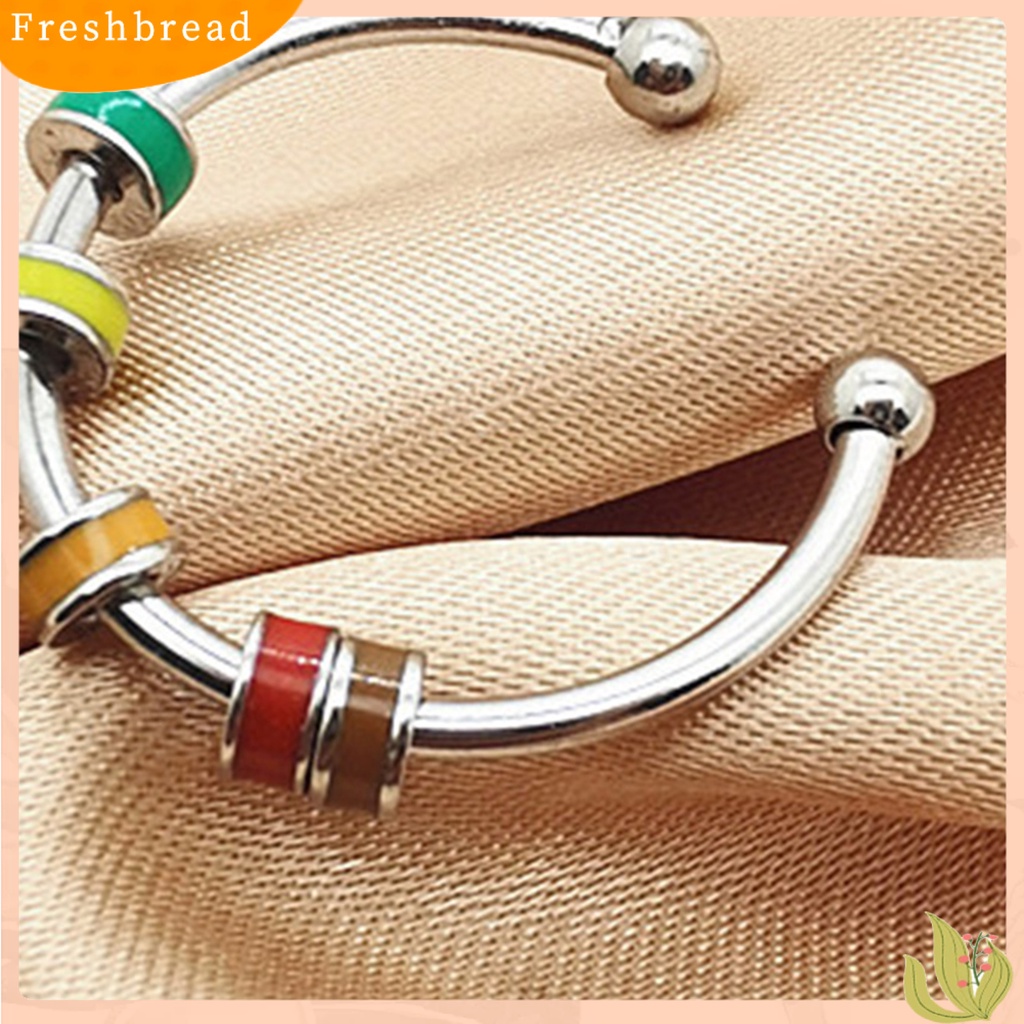 &lt; Freshbread &gt; Cincin Unisex Manik-Manik Berputar Pereda Kecemasan Stainless Steel Pembukaan Resizable Finger Ring Untuk Kantor