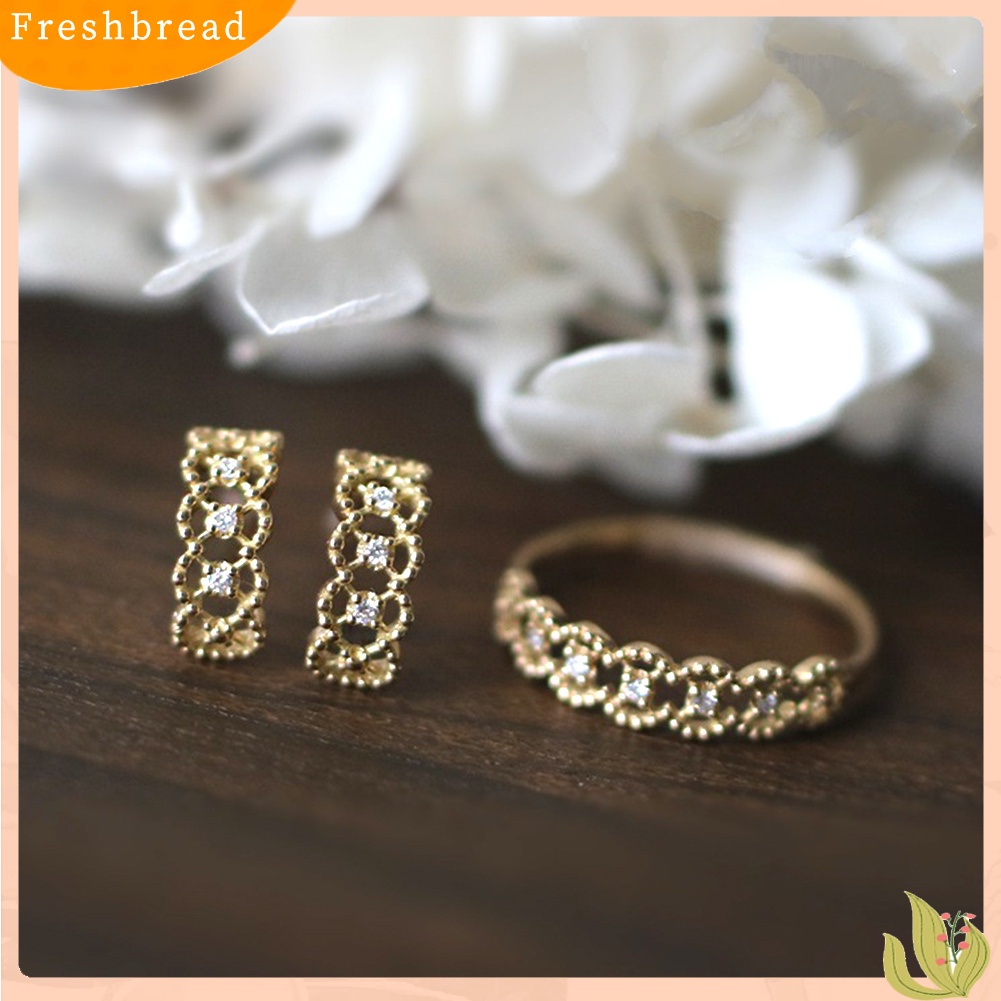 &lt; Freshbread &gt; Fashion Berlian Imitasi Bertatahkan Berongga Jari Cincin Wanita Pesta Pernikahan Perhiasan Hadiah