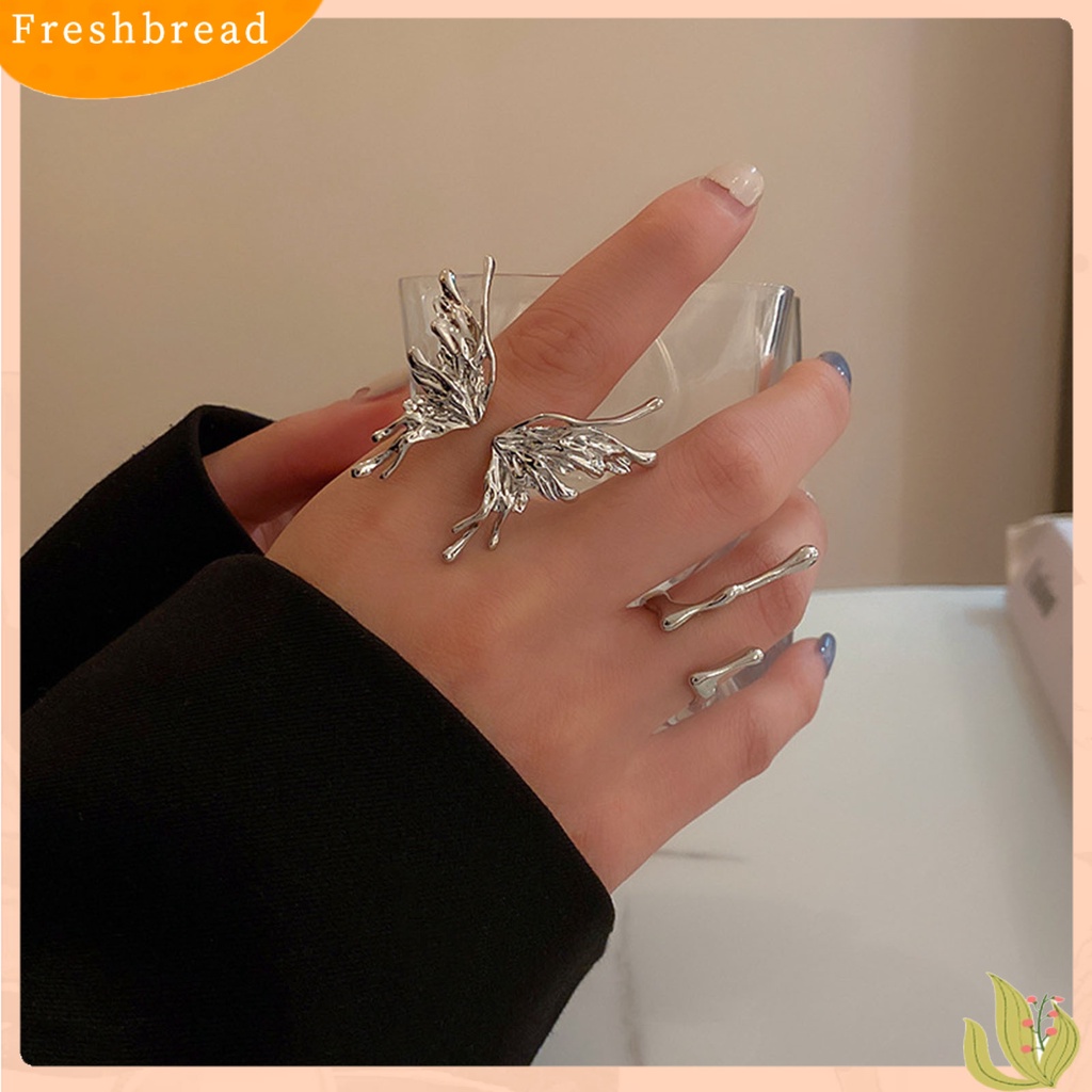 &lt; Freshbread &gt; Wanita Cincin Butterfly Pembukaan Berlebihan Adjustable Cincin Jari Berbentuk Tetesan Air Untuk Pacaran