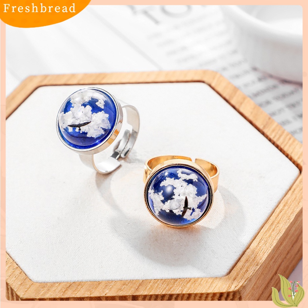 &lt; Freshbread &gt; Wanita Fashion Bulat Tetesan Air Awan Elang Safir Imitasi Bertatahkan Cincin Perhiasan