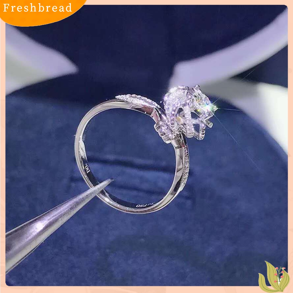 &lt; Freshbread &gt; Pernikahan Pertunangan Berongga Bunga Cubic Zirconia Jari Cincin Hadiah Perhiasan Pengantin