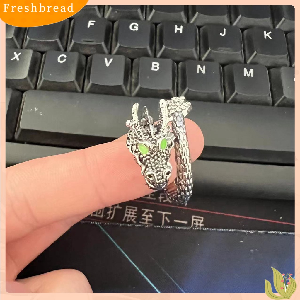 &lt; Freshbread &gt; Pria Cincin Pembukaan Berlebihan Tren Baru Kepribadian Hadiah Keren Perak-Warna Lilit Naga Loong Jari Cincin Perhiasan Fashion