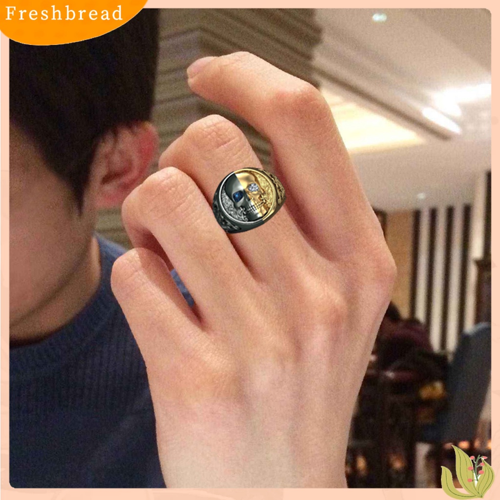 &lt; Freshbread &gt; Cincin Pesta Halus Indah Electroplated Alloy Mengerikan Pria Wanita Cincin Tengkorak Ukiran Untuk Pesta Custom