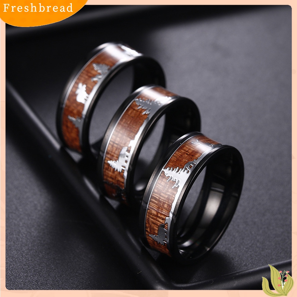 &lt; Freshbread &gt; Pria Wanita Rusa Stag Siluet Baja Titanium Jari Cincin Perhiasan Hadiah Natal