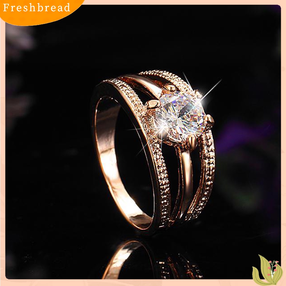 &lt; Freshbread &gt; Wanita Elegan Berlian Imitasi Bertatahkan Multi-layer Jari Cincin Hadiah Perhiasan Pernikahan