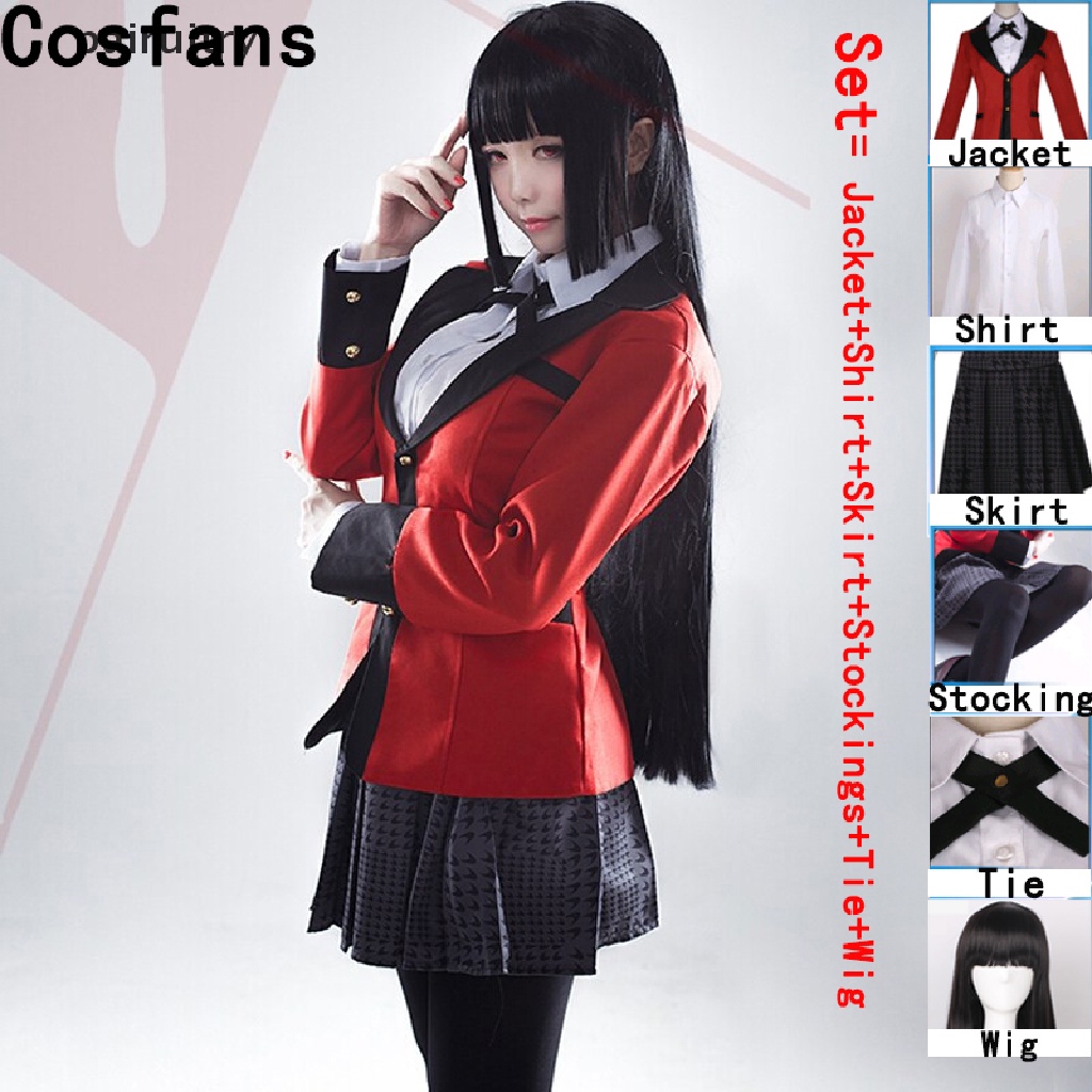 Prt Anime Karakter Kartun Jabami Yumeko Hitam Wig Lurus Panjang Cosplay Pesta PRT