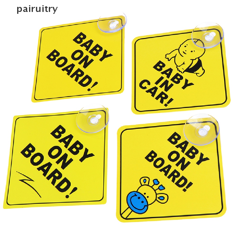 Prt Baby On Board SAFETY Jendela Mobil Suction Cup Kuning Reflektif Warning Sign 12CM PRT