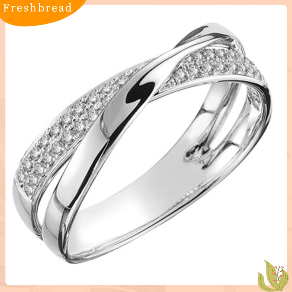 &lt; Freshbread &gt; Cincin Silang Bentuk X Two Tone Perhiasan Wanita Indah Trendy Rings Untuk Pernikahan