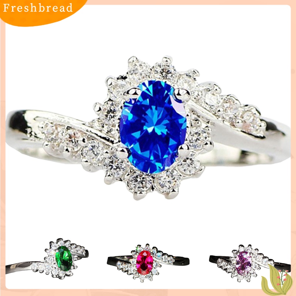 < Freshbread > Perhiasan Cincin Geometris Pengerjaan Halus Indah Bersinar Cubic Zircon Ring Untuk Pesta