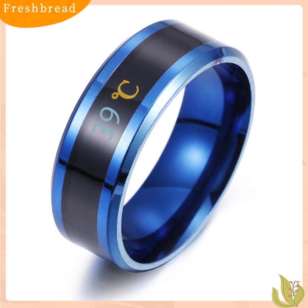 &lt; Freshbread &gt; Cincin Fashion Unisex Tampilan Real Time Cincin Tes Suhu Bahan Stainless Steel Untuk Pesta