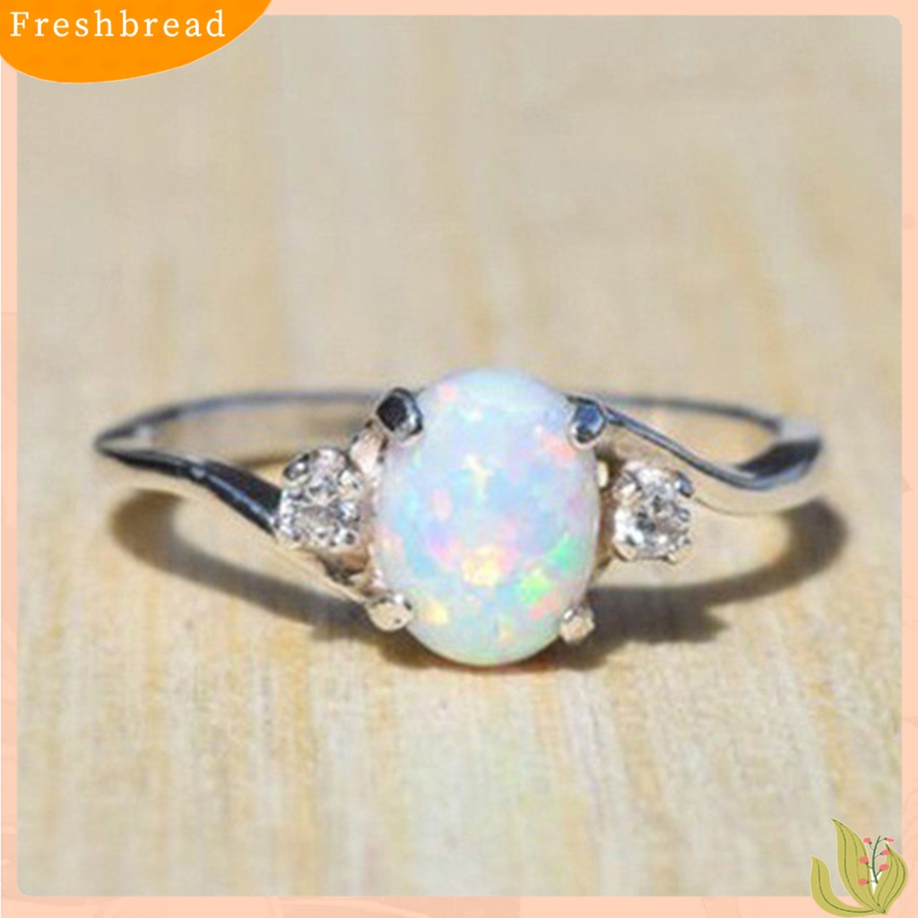 &lt; Freshbread &gt; Cincin Kilau Imitasi Opal Berlian Imitasi Hias Tembaga Gaya Wanita Ring Untuk Pernikahan