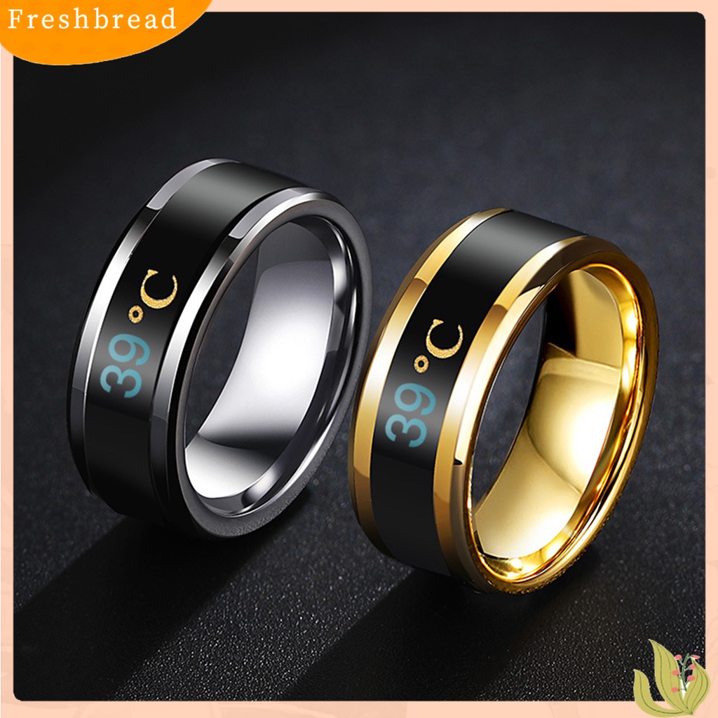 &lt; Freshbread &gt; Fashion Stainless Steel Suhu Cerdas Suasana Hati Emosi Perasaan Cincin Pasangan