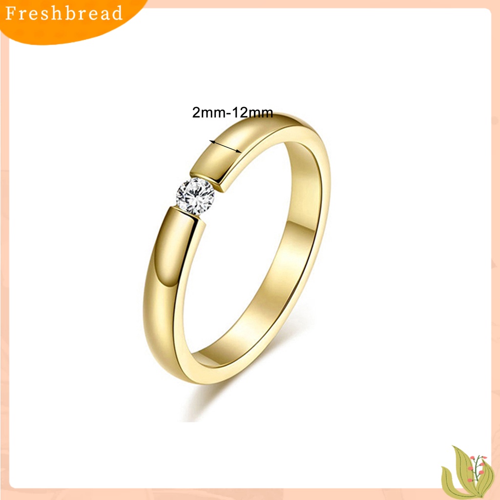 &lt; Freshbread &gt; Cincin Poles Berlian Imitasi Hias Titanium Steel Cincin Kawin Titanium Untuk Pesta