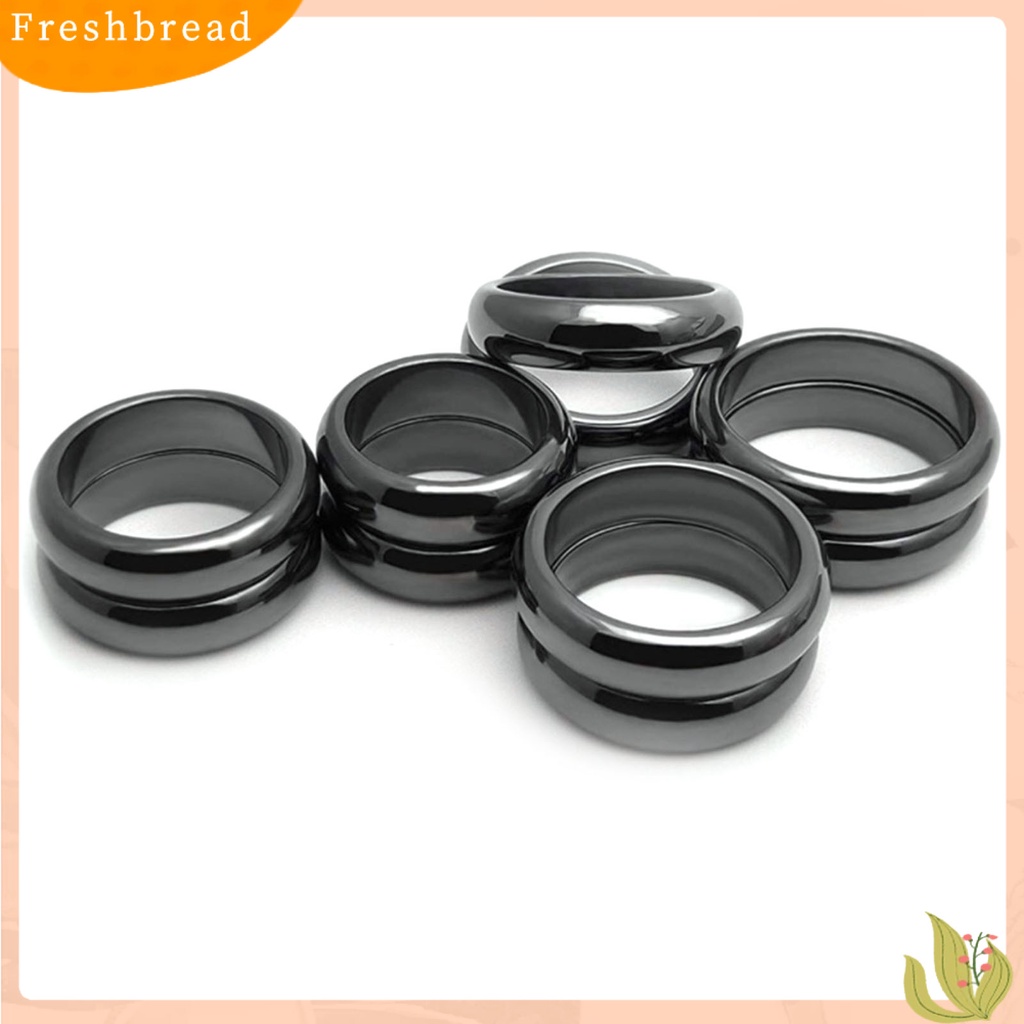 &lt; Freshbread &gt; Fashion Simple 6mm Lebar Flat Hematite ic Finger Ring Cincin Unisex Untuk Pacaran