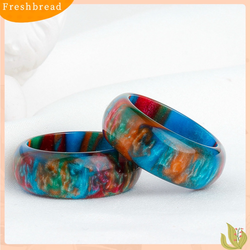 &lt; Freshbread &gt; Lebar Halus Resin Lady Cincin Awan Warna-Warni Tebal Cincin Perhiasan Aksesori