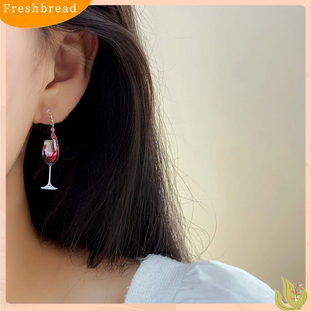 &lt; Freshbread &gt; 1pasang Anting Kait Akrilik Lucu Kepribadian Lucu Hadiah Padat Simulasi Bir Mug Menjuntai Anting Perhiasan Fashion