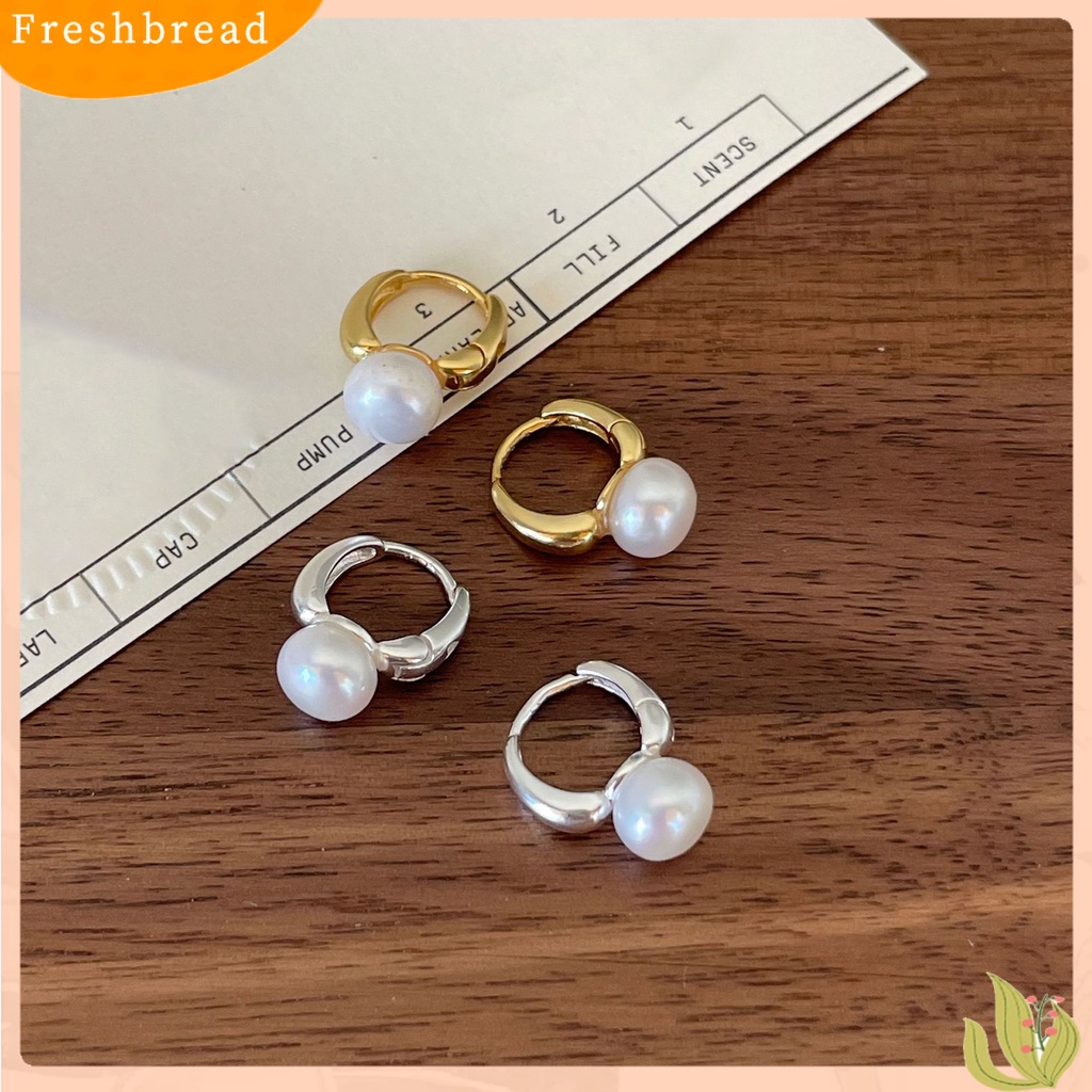 &lt; Freshbread &gt; 1pasang Drop Earrings Temperamen Retro Mutiara Imitasi Electroplating Piercing Dekorasi Perhiasan Ear Clasp Hoop Earrings Aksesoris Pakaian