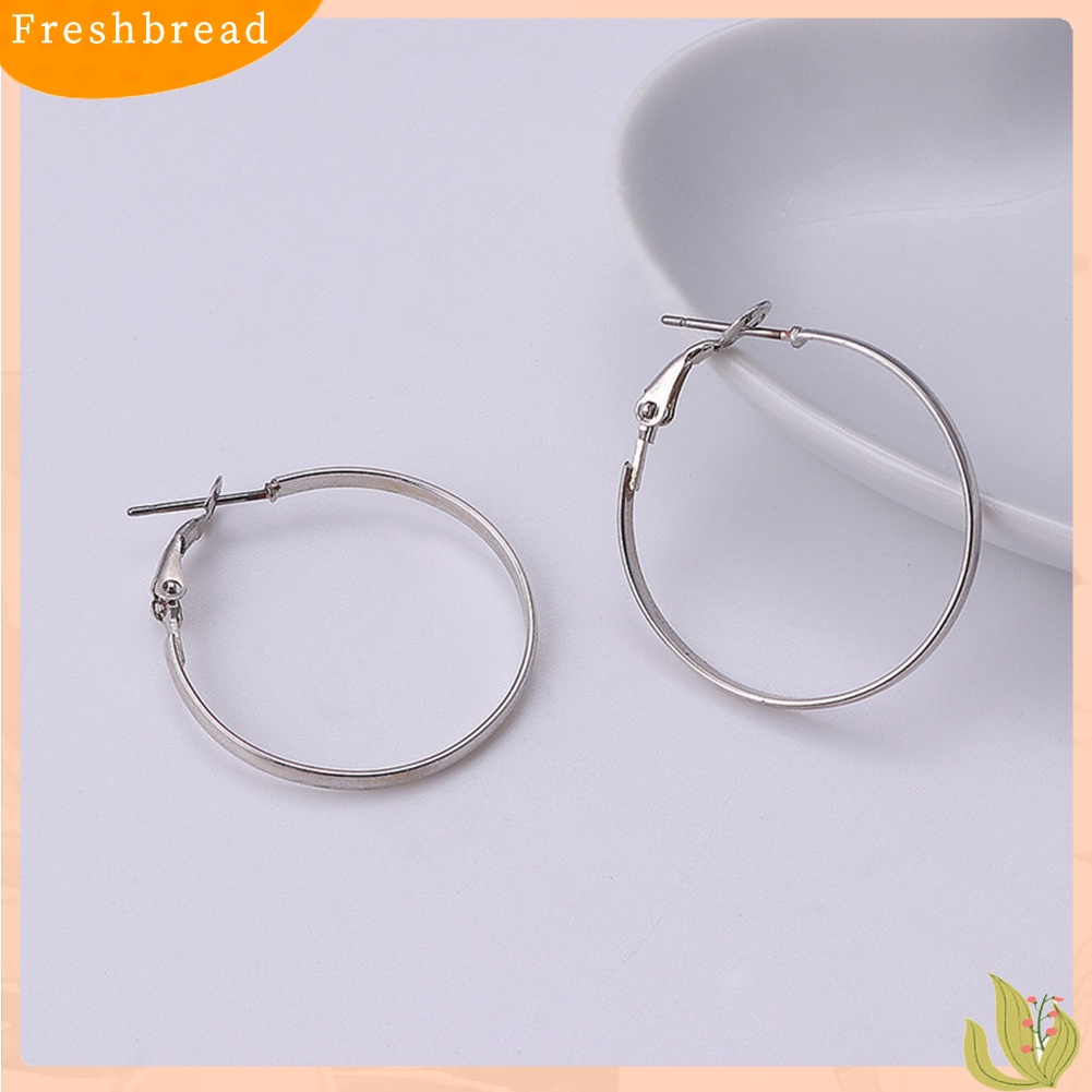 &lt; Freshbread &gt; 3pasang Wanita Bergaya Halus Berbentuk C Geometris Lingkaran Hoop Anting Perhiasan Hadiah