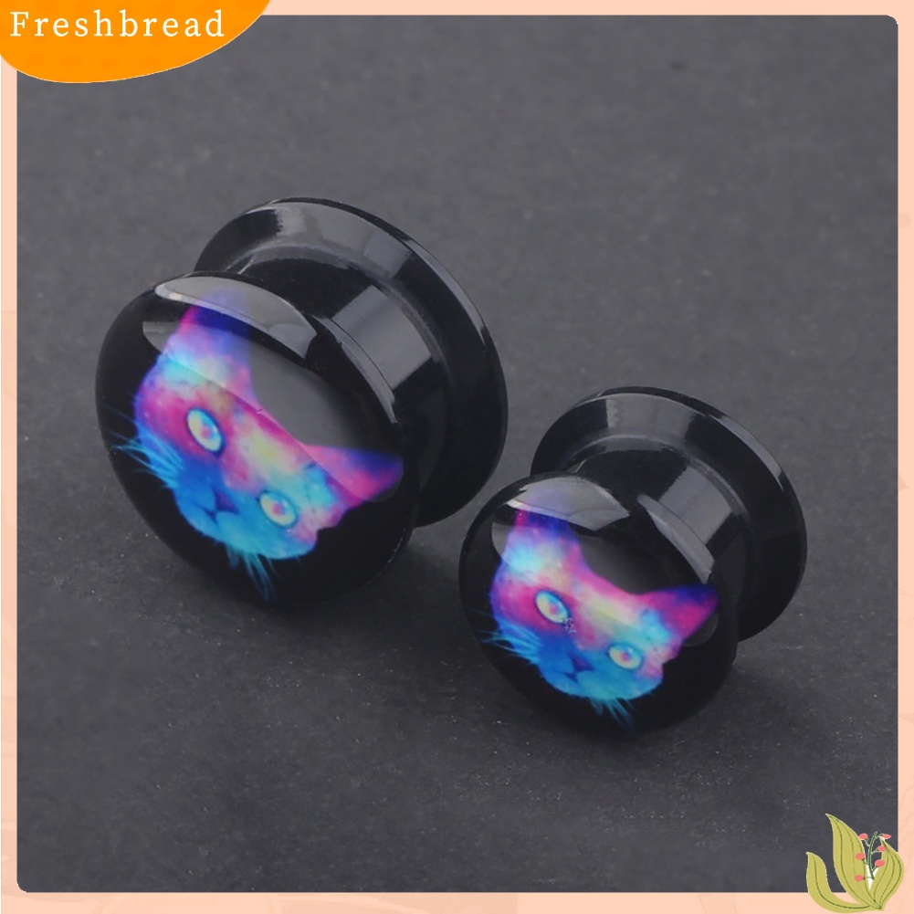 &lt; Freshbread &gt; Akrilik Kucing Dicetak Unisex Piercing Ear Gauges Plugs Tunnel Earrings Jewelry