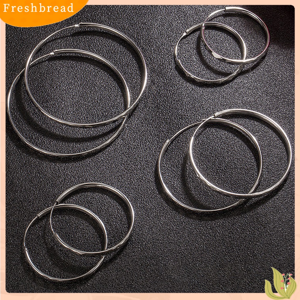 &lt; Freshbread &gt; 1pasang Anting Hoop Shiny Rhombus Texture Wanita Besar Hiphop Bulat Menjuntai Earring Perhiasan Hadiah Untuk Pacaran