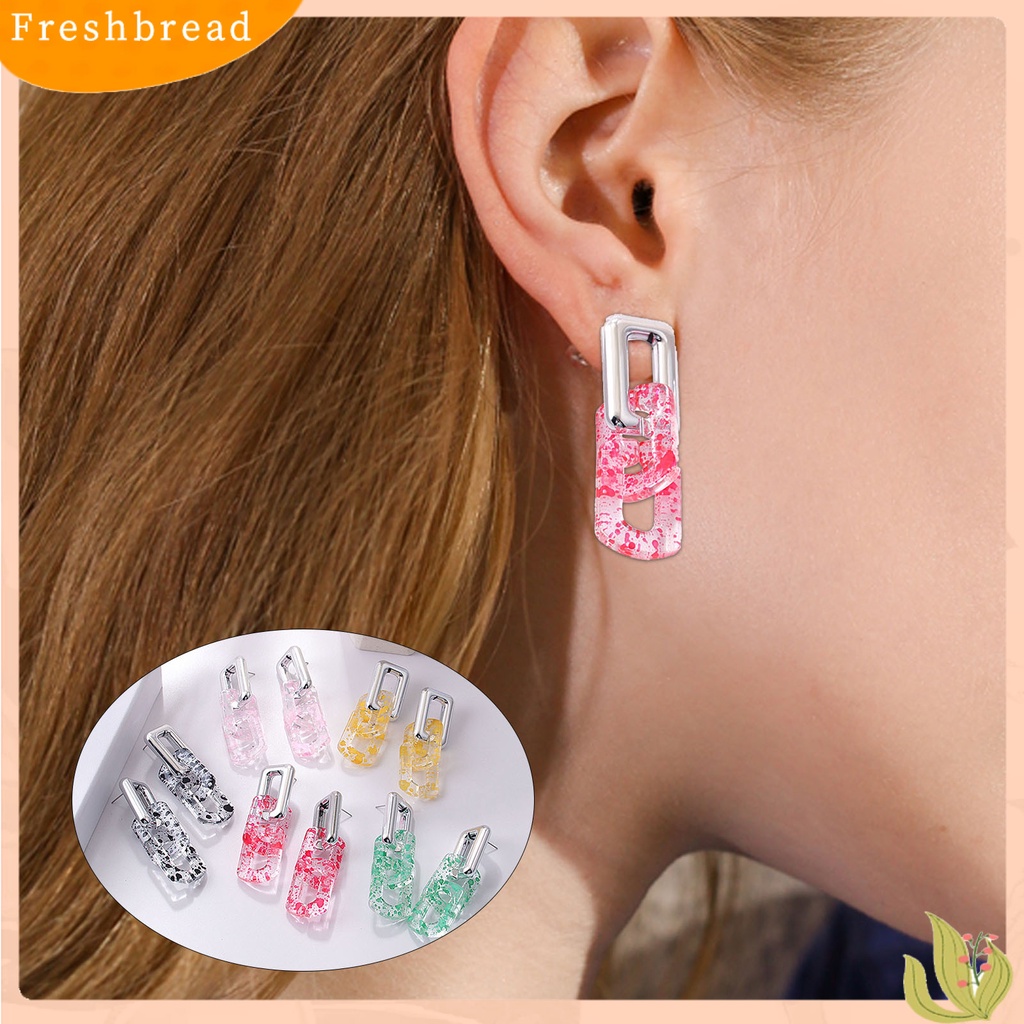 &lt; Freshbread &gt; 1pasang Ear Stud Akrilik Berlebihan Anting Drop Geometris Artistik Untuk Kehidupan Sehari-Hari