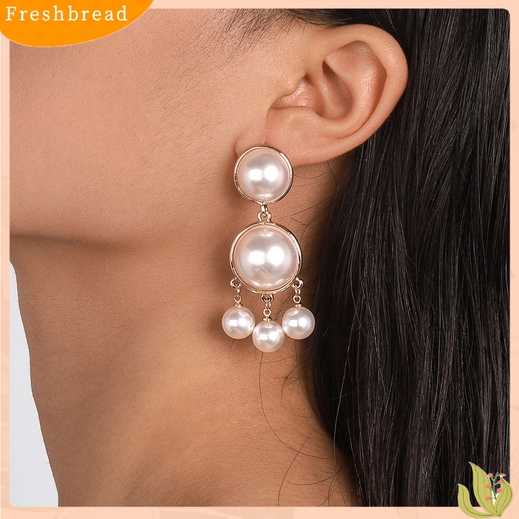 &lt; Freshbread &gt; 1pasang Drop Earrings Vintage Berlebihan Elegan Geometris Semua Pertandingan Dekorasi Hadiah Wanita Mutiara Imitasi Rumbai Menjuntai Earrings Perhiasan Untuk Pacaran