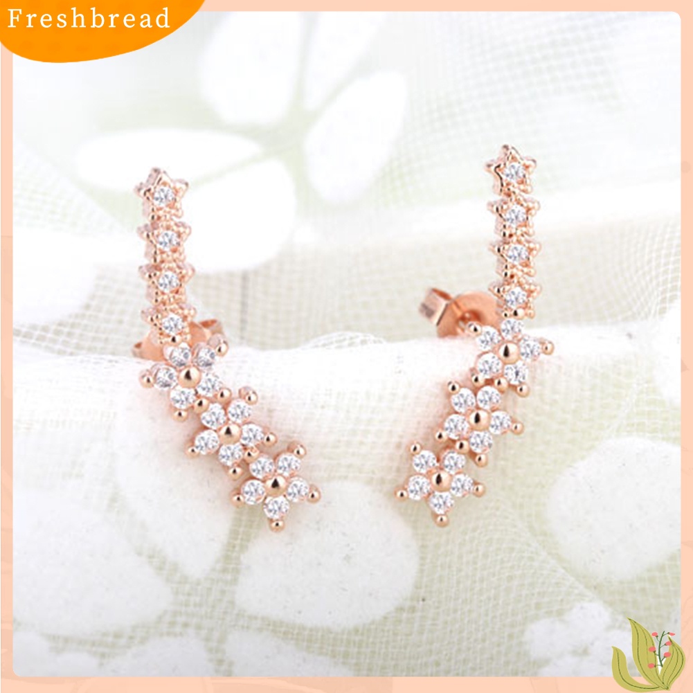 &lt; Freshbread &gt; Fashion Bintang Manis Cubic Zirconia Stud Earrings Perhiasan Indah Wanita