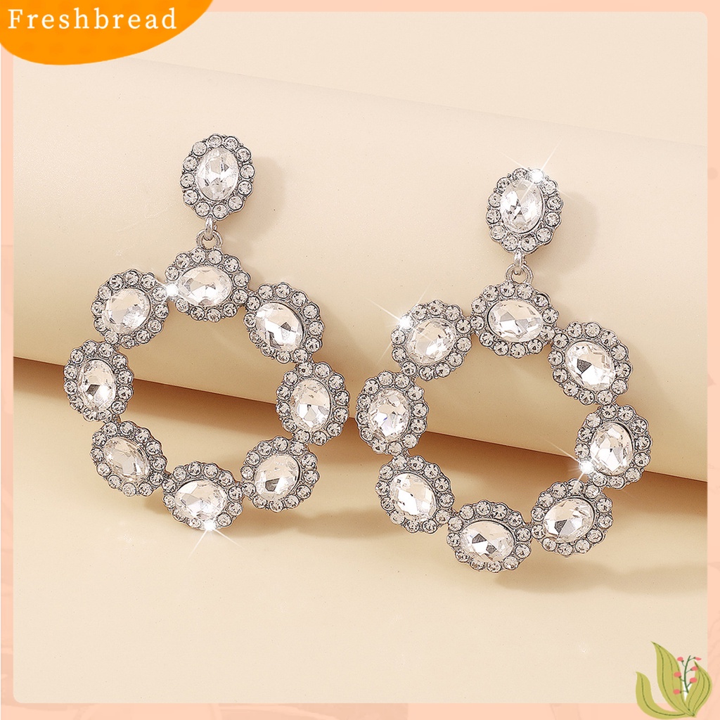 < Freshbread > 1pasang Anting Menjuntai Gaya Pengadilan Vintage Berlebihan Geometris Berkilau Hias Perhiasan Hadiah Wanita Berlian Imitasi Bertatahkan Liontin Anting Telinga Giwang Untuk Perjamuan