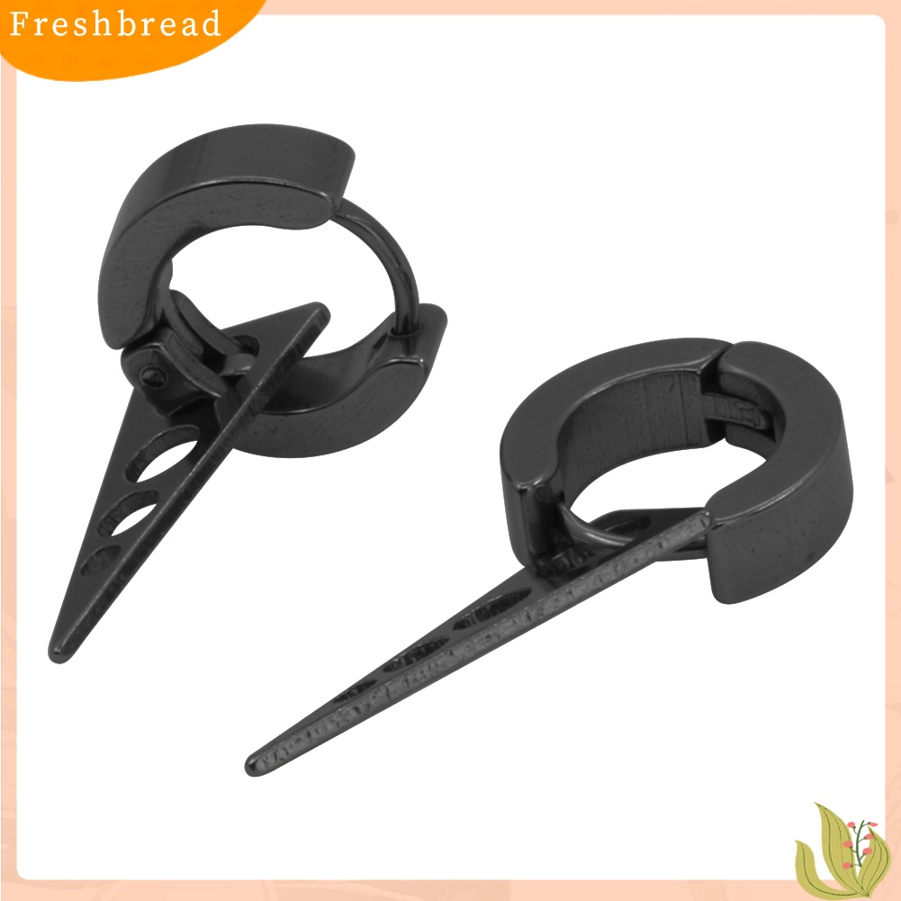 &lt; Freshbread &gt; Fashion Wanita Pria Keren Punk Stainless Steel Spike Ear Studs Huggie Earrings