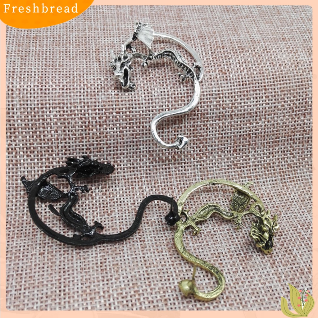 &lt; Freshbread &gt; 1pc Manset Telinga Unisex Kepribadian Perkasa Naga Gaya Punk Tulang Rawan Anting Perhiasan